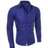 SHUJIN Spring Autumn Men's Slim Fit Long Sleeve Dark Solid Color Lapel Top Large Size Shirt Casual Button Size S-5XL Shirts